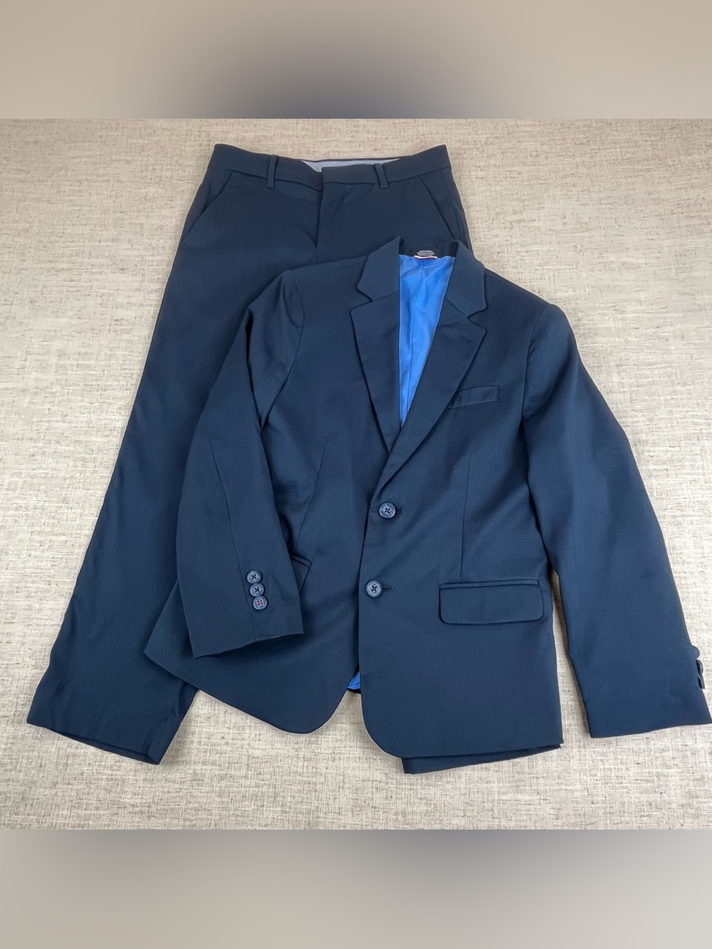 Tommy Hilfiger Boys' Size 10 Husky 2pc Suit Jacket Blazer Dress Pants Navy Blue
